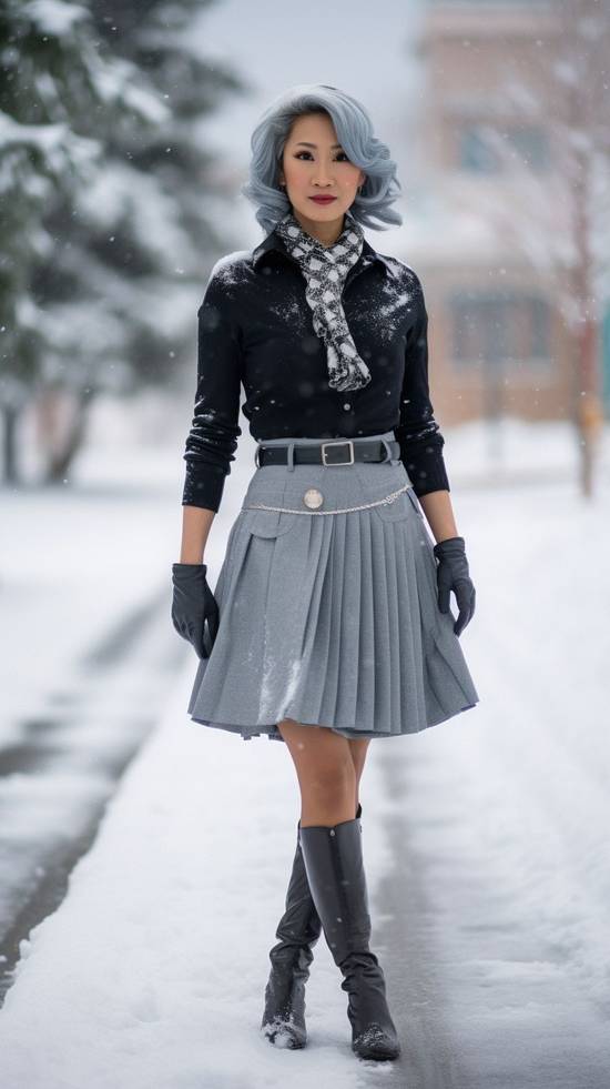 灰色裙子配什么上衣好看,灰色裙裝優雅配色方案與上衣搭配指南