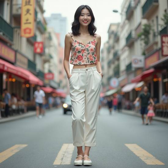 花褲子配什么上衣好看圖片，花褲子穿搭示范：純色上衣搭配技巧與圖片精選
